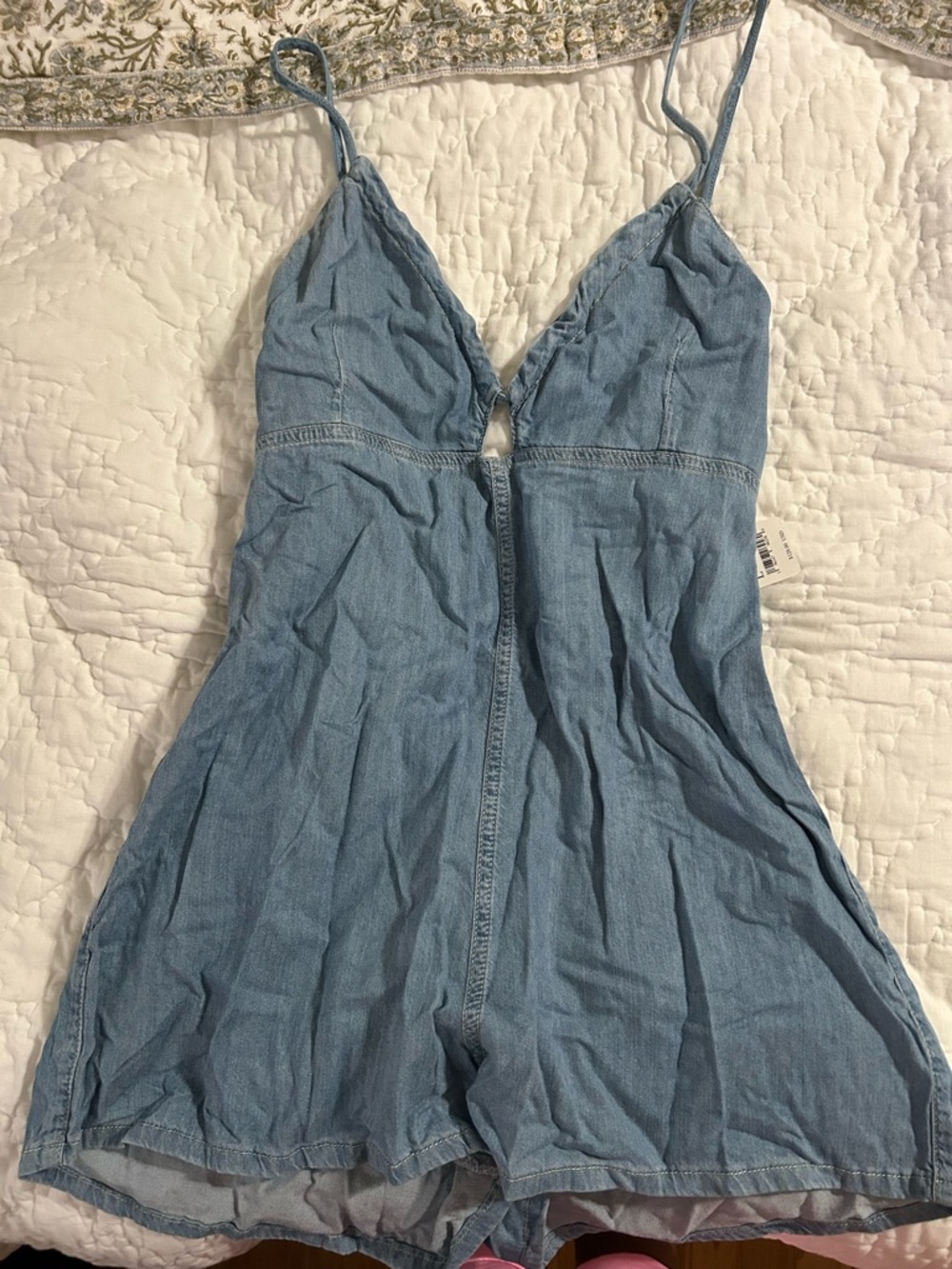 Free People Light Blue Denim Romper